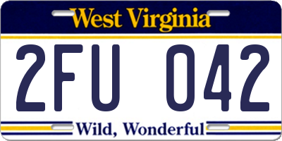WV license plate 2FU042