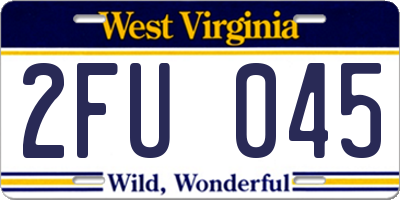 WV license plate 2FU045