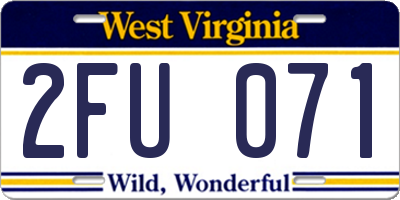 WV license plate 2FU071