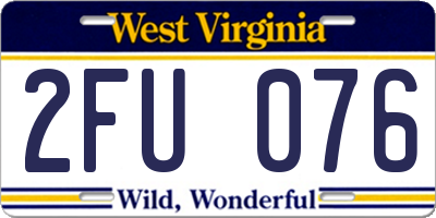 WV license plate 2FU076