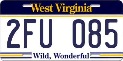 WV license plate 2FU085