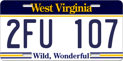 WV license plate 2FU107