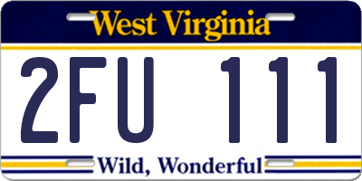 WV license plate 2FU111