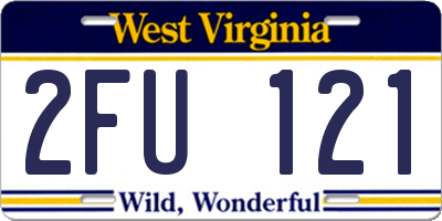 WV license plate 2FU121
