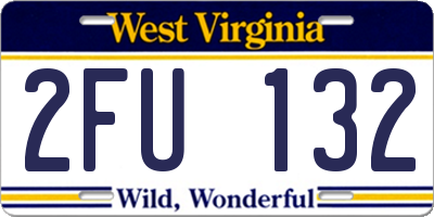 WV license plate 2FU132