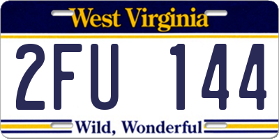 WV license plate 2FU144
