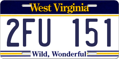 WV license plate 2FU151