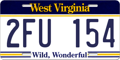 WV license plate 2FU154