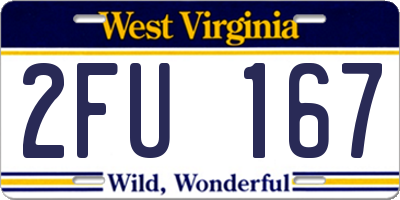 WV license plate 2FU167