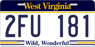 WV license plate 2FU181