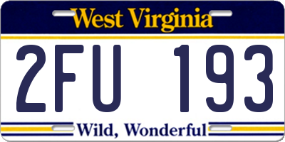 WV license plate 2FU193