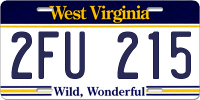 WV license plate 2FU215