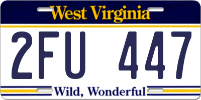 WV license plate 2FU447