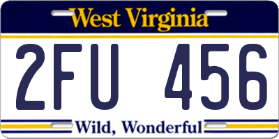 WV license plate 2FU456