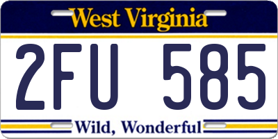 WV license plate 2FU585