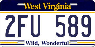 WV license plate 2FU589