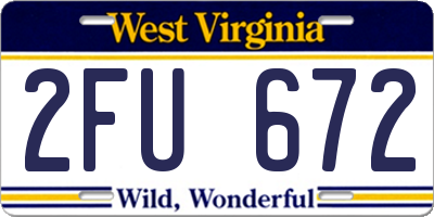 WV license plate 2FU672