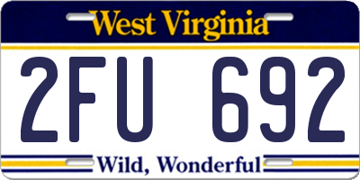WV license plate 2FU692