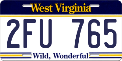 WV license plate 2FU765