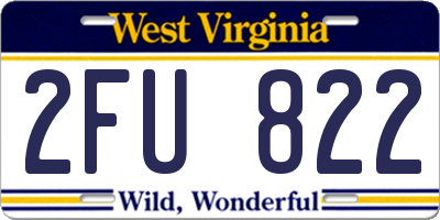 WV license plate 2FU822