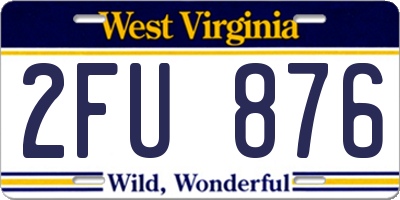 WV license plate 2FU876