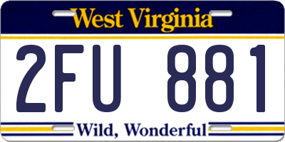 WV license plate 2FU881
