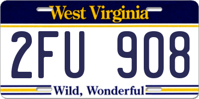 WV license plate 2FU908