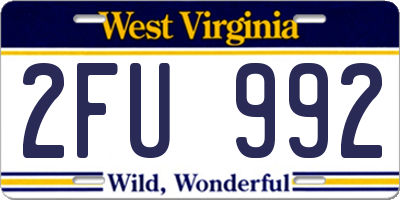 WV license plate 2FU992