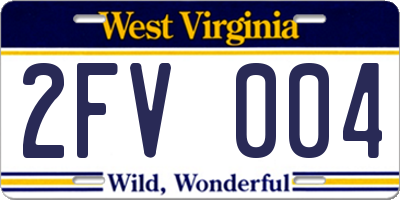 WV license plate 2FV004