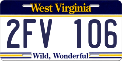 WV license plate 2FV106