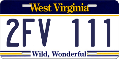 WV license plate 2FV111