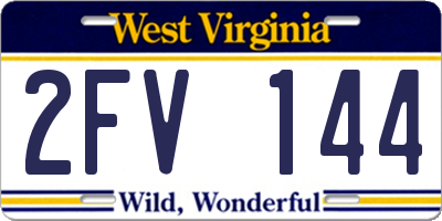 WV license plate 2FV144