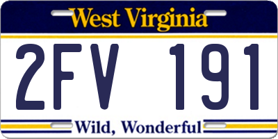WV license plate 2FV191