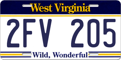 WV license plate 2FV205