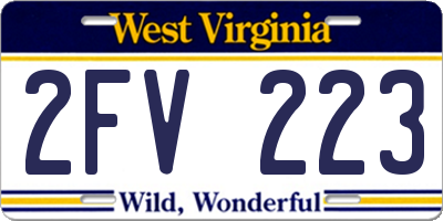 WV license plate 2FV223
