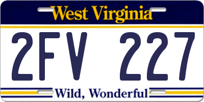 WV license plate 2FV227
