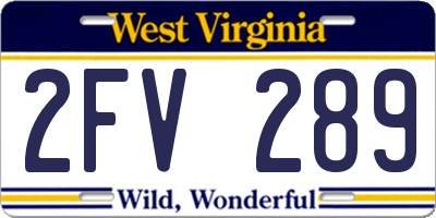 WV license plate 2FV289