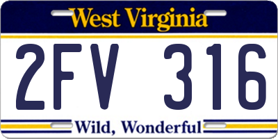 WV license plate 2FV316