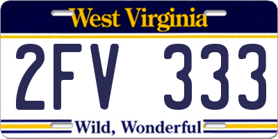 WV license plate 2FV333