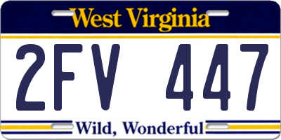WV license plate 2FV447