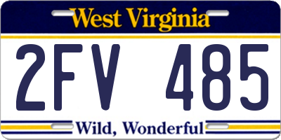 WV license plate 2FV485