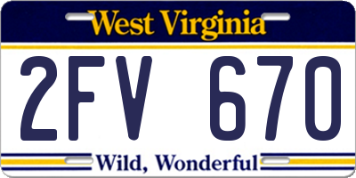 WV license plate 2FV670