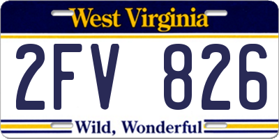 WV license plate 2FV826