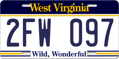 WV license plate 2FW097