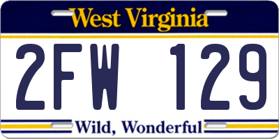 WV license plate 2FW129