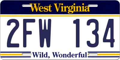 WV license plate 2FW134