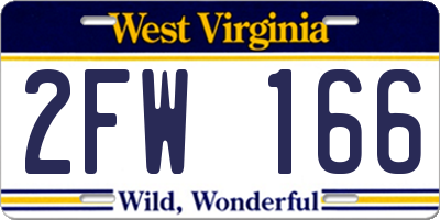 WV license plate 2FW166