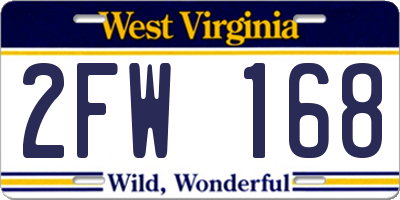 WV license plate 2FW168