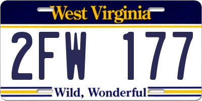WV license plate 2FW177