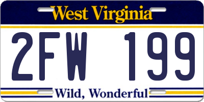WV license plate 2FW199